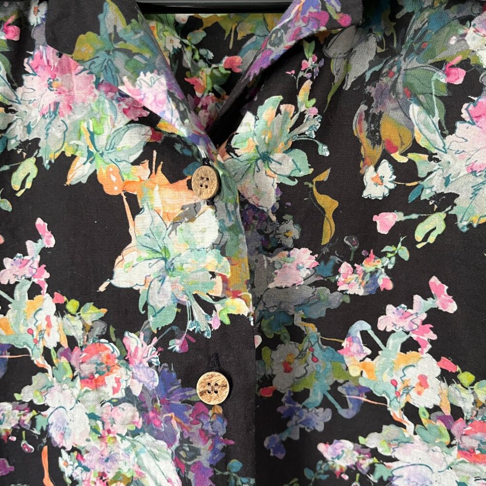 Naked and Famous Camp Collar Shirt Small SS21 Flower Painting - Black - Picture 8 of 8